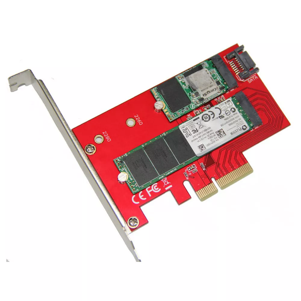 2 Port NGFF M.2 B + M Key to PCI-E 4X Adapter Card